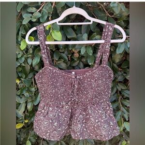 AE  Paisley Smocked Babydoll Top